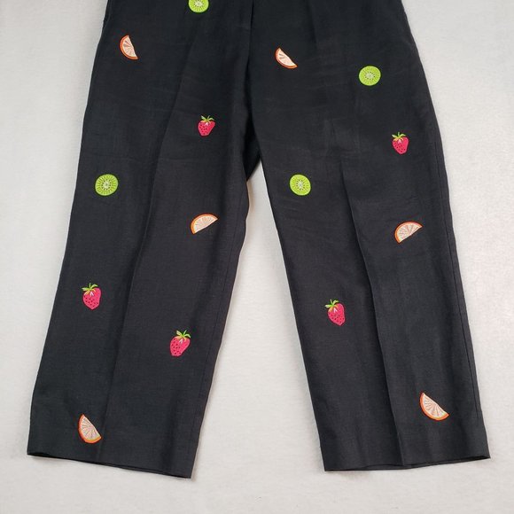 Mercer & Madison Petites Womens Linen Ankle Trouser Pant Size 12P Black Fruit - Picture 8 of 16